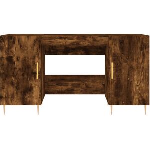 Fairmont Park Fidler 140cm W Rectangle Writing Desk with and Cabinet Smoked Oak/Gold 75cm H X 140cm W X 50cm D Image