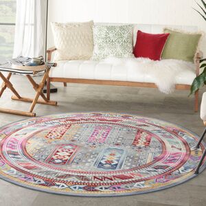 Hykkon Oldham Tufted Grey/Pink/Blue Rug Grey/Pink/Blue Round 172cm Image