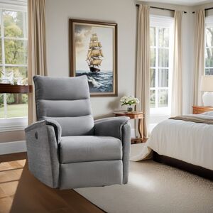 17 Stories 98cm Wide Modern Soft Upholstered Power Recliner Dark Gray 102cm H X 98cm W X 92cm D Image