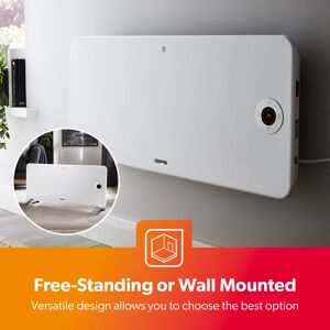 Geepas Electric Smart Panel Heater 2000W   Wall Mounted or Freestanding Convector Heater with WiFi App LED Touchscreen Control Child Lock   IP24 Rated White 47cm H X 13cm W X 96.5cm D Image