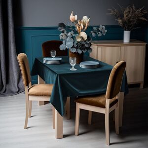 Lilijan Home & Curtain Matte Velvet Square Tablecloth Aegean Prussian 132cm W x 381cm L Image