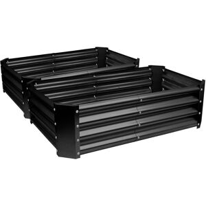 Harbour Housewares Rectangle Galvanised Steel Raised Garden Beds Black 30cm H x 120cm W x 60cm D Image