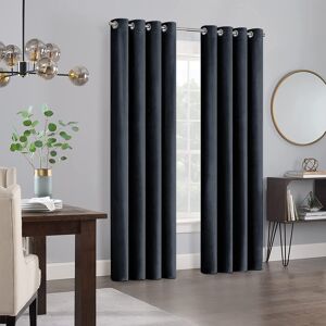 Fairmont Park Panola Crushed Velvet Eyelet Sheer Curtains Black 168 W x 228 D cm Image