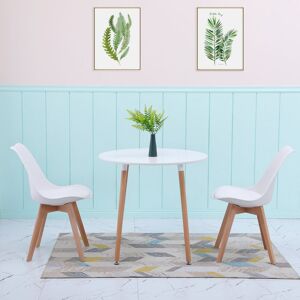 George Oliver Round Dining Table And 2 Chairs, Gray+White White 2 Image