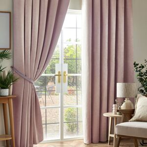 17 Stories Eilfried Chenille Pencil Pleat Taped Top Curtains Pink 168cm Width x 229cm Drop Image