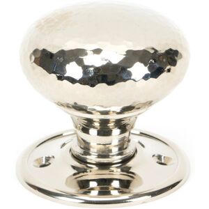 From The Anvil Hammered Mushroom Mortice/Rim Knob Set Polished Nickel 5.1cm W Image
