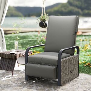 Lark Manor Wicker Outdoor Reclining Garden Chair Black/Grey/Dark Grey 102cm H X 69cm W X 82cm D Image