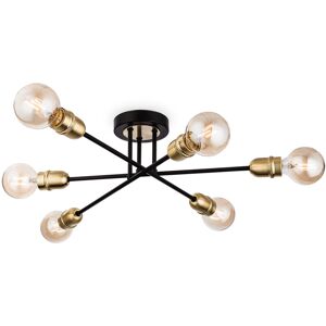 Corrigan Studio Sorrento 6-Light Flush Mount Black/Brushed Brass 18cm H X 71cm W X 71cm D Image