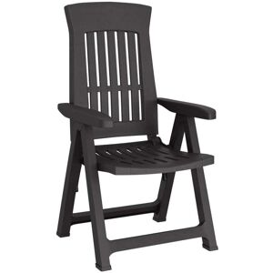 Beachcrest Home Outdoor Foldable Plastic Garden Chair Patio Furniture With Adjustable Back Anthracite 109.5cm H X 58cm D X 62cm W Image