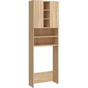 Ebern Designs Awaah 10.04Cm W x 190Cm H x 25.5Cm D Solid Wood Tall Bathroom Cabinet Sonoma Oak Image