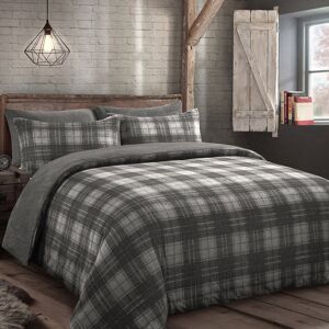 Brambly Cottage Velosso Check Teddy Soft Cosy Fleece Duvet Set Grey King Image