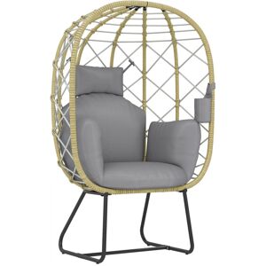 World Menagerie Wicker Outdoor Rattan Egg Chair Garden Chair Grey 146cm H X 93cm W X 72cm D Image