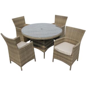 Dakota Fields Strunk 4 Seater Dining Set with Cushions Nature 4 Image
