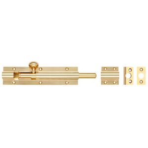 Fulton & Bray Architectural Heavy Barrel Bolt Polished Brass 20cm H x 5cm W x 1.5cm D Image