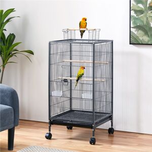 Yaheetech 100.5Cm Steel Play Top Parakeet & Budgie Bird Cage with Wheels Black 100.5cm H X 45.5cm W X 45.5cm D Image