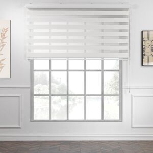 Noine Home Deco Custom Dual Layer Zebra Roller Blind with High Quality Metalic Pull Cord White 185cm L x 128cm W Image