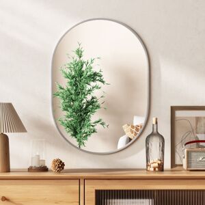 17 Stories Runway Oval Bathroom Mirror 70 CM X 50 CM Make Up Vanity Mirror White 50cm H X 70cm W X 2cm D Image