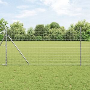 Ebern Designs Vidaxl Fence Posts 7 Pcs Diameter32 Mm Galvanised Steel Silver 190cm H x 3.2cm W Image