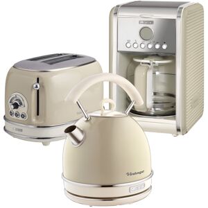 Ariete Vintage 1.7L Stainless Steel Dome Kettle with 2 Slice Toaster and 12 Cup Coffee Machine Set Cream 1.7L Image