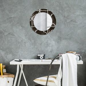 East Urban Home Huldar Round Glass Framed Wall Mounted Accent Mirror Black and White Antique Tiles 50cm H x 50cm W Image