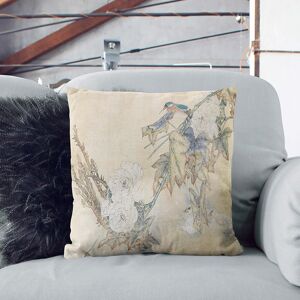 East Urban Home Bird & Peony Flowers Cushion with Filling Stone 55 x 55 cm Image