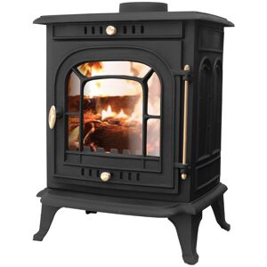 ClassicLiving 7KW Multifuel Stove Freestanding Defra Approved Cast Iron Fireplace Black 62cm H X 41.6cm W X 48.5cm D Image