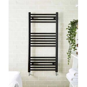 K-Rad Vertical Straight Towel Rail Black 80cm H x 60cm W x 4cm D Image