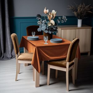 Lilijan Home & Curtain Matte Velvet Square Tablecloth Orange 132cm W x 396cm L Image