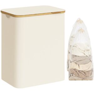 17 Stories Laundry Hamper with Handles Cream White 52x38.5x70.5cm Image