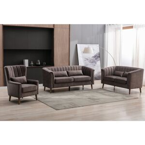 Etta Avenue Colvin 3 Seater Upholstered Sofa Brown Velvet 88cm H X 197cm W X 84cm D Image
