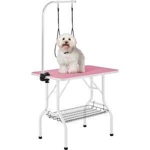 Yaheetech Folding Grooming Table Pink/White 159cm H X 91cm W X 61cm D Image