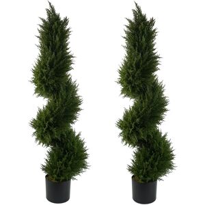 Leaf 120cm Faux Cedar Topiary in Pot Liner Green 120cm H X 35cm W X 35cm D Image