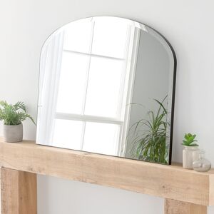 Brayden Studio Arch Fernbush Wood Framed Curved Overmantle Mirror Black 69cm H X 91cm W X 2cm D Image