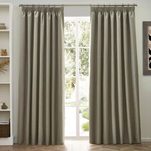furn. Dawn 100% Blackout Pencil Pleat Curtains Natural 117cm x 183cm Image