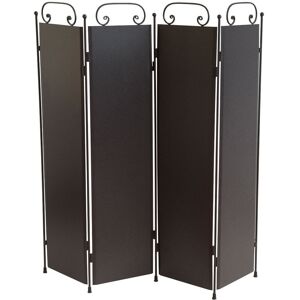 Marlow Home Co. Wolverton 4 Panel Wrought Iron Fireplace Screen Brown Marble 106cm H X 110cm W X 1cm D Image