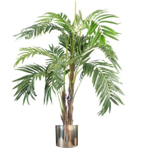 Large Artificial Palm Tree 120cm Luxury Planter 4ft Realistic Leaf Design Silver 120cm H X 80cm W X 80cm D Image
