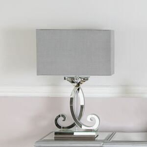 Mercer41 Stephens 66cm Luxury Table Lamp, Bedside Buffet Lamp with Wooden Glass Base & Polyester Shade Grey/Silver 66cm H X 40cm W X 19.5cm D Image