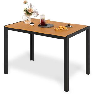 Latitude Run Garden Table With Aluminium Frame, 110 X 70 Cm, Wpc Balcony Table, Weatherproof, Rectangular Patio Table, Outdoor Dining Table, Heat And Weather Resis Brown/Black Image