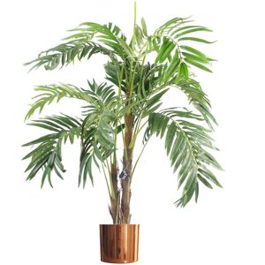 Large Artificial Palm Tree 120cm Luxury Planter 4ft Realistic Leaf Design Copper 120cm H X 80cm W X 80cm D Image