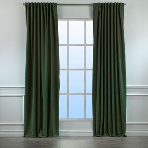 Noine Home Deco Polyester Room Darkening Single Curtain Panel Panel Dark Green 130cm Width x 400cm Drop Image