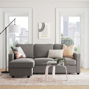 Zipcode Design Althoff Reversible Corner Sofa Bed Grey 91cm H X 211cm W X 154cm D Image