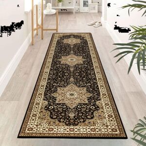 Marlow Home Co. Runner Anikah Persian Machine Woven Power Loom Area Rug Black;Brown Runner 80 x 300cm Image
