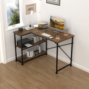Rio Ambus 110 W L Shape Computer Desk Black/Brown 75cm H X 110cm W X 80cm D Image
