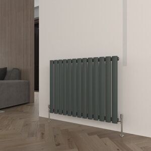 Ebern Designs Horizontal Oval Panel Radiators Grey 60cm H x 76.7cm W x 5.6cm D Image