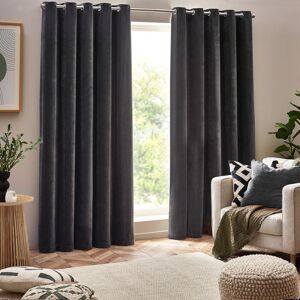 Yard Heavy Chenille Room Darkening Eyelet Curtains Charcoal 168cm Width x 229cm Drop Image