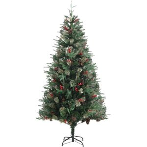 The Seasonal Aisle Green Realistic Artificial Pine Flocked/Frosted Christmas Tree and Pinecones 7.38ft H x 3.08ft W x 3.08ft D Image