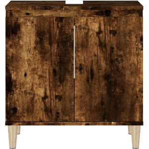 17 Stories Saajan 58cm Single Bathroom Vanity Base Only Smoked Oak 60cm H X 58cm W X 33cm D Image