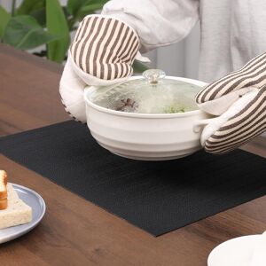 Ebern Designs Polyvinyl Chloride Striped Placemat Black 30cm W X 45cm L X 0.25cm D Image