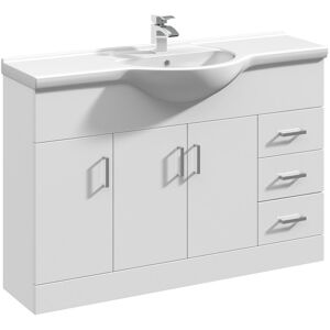 Nuie Mayford Noelia 1200mm Free-standing Vanity Unit White 836mm H X 1,200mm W X 480mm D Image