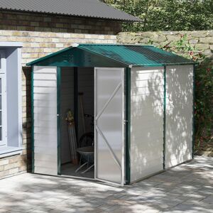 Dakota Fields Arlyss 6 ft. W x 9 ft. D Metal Overlap Tool Shed White;Green 193cm W X 271cm D X 208cm H Image